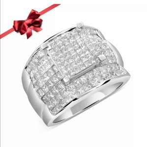 141 Princess Cut Diamond Ring Set 14K Gold 3.75 CT